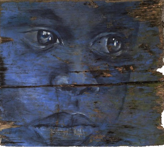 MM • BLUE BOY • 12x10 • Repurposed wood _ Acrylics